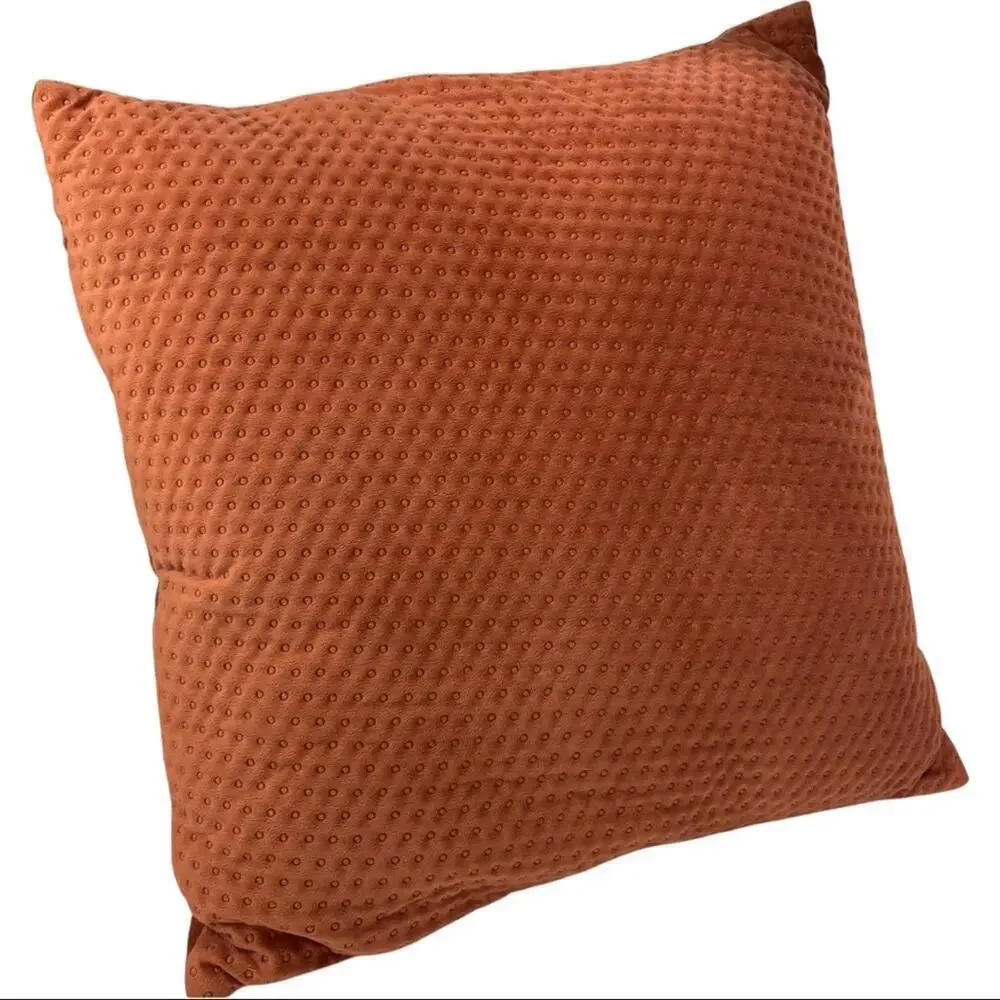 Decorative Cushion Velvet Burnt Orange Textured Throw Pillow